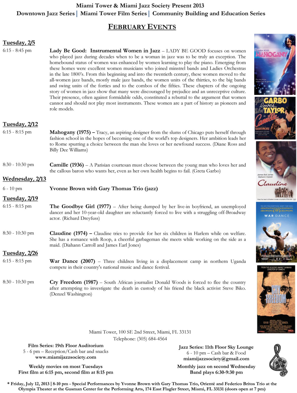 February 2013 schedule & synopses