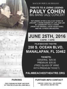 Pauly Cohen Tribute - Big Band Jazz Concert @ Palm Beaches Theater | Manalapan | Florida | United States